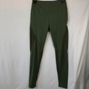 Bally Total Fitness Olive Green Leggings with Mesh Side Vents - Size Medium